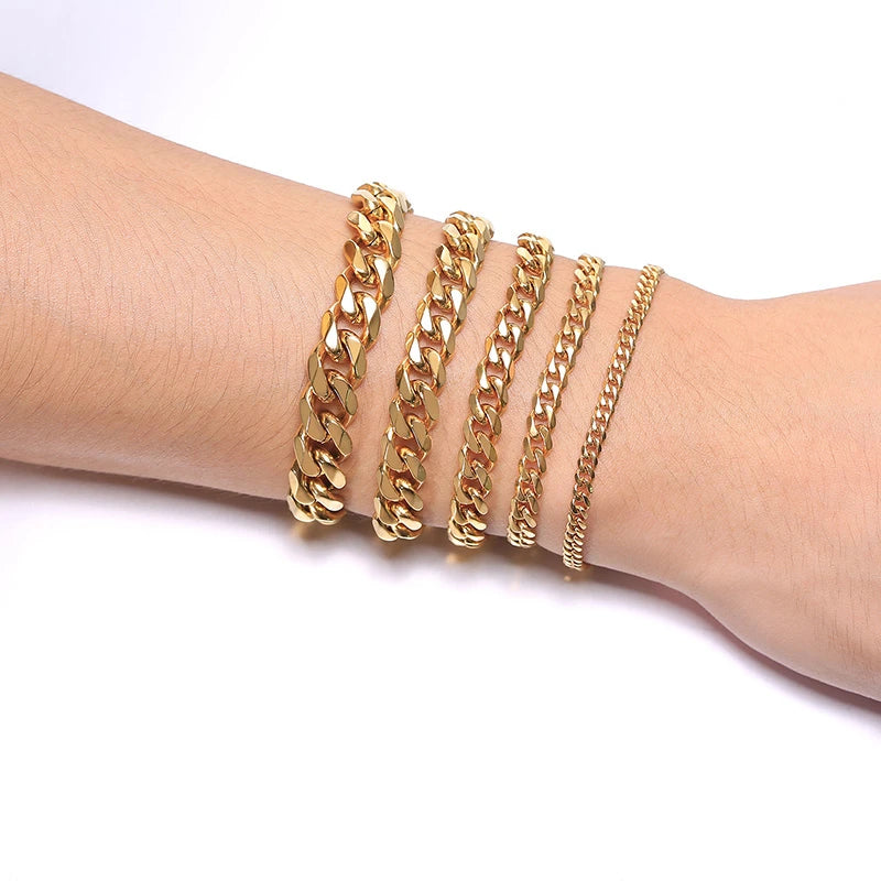 Pulsera Cubana 9mm Dorada